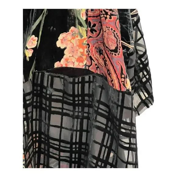 Anis A Open Kimono Burnout Velvet Topper Art to Wear Animal Print Floral L/XL - Picture 4 of 12